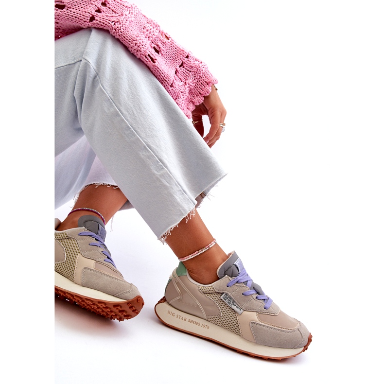Tênis feminino com sistema de espuma viscoelástica plataforma Big Star NN274681 bege 1 Tênis feminino com sistema de espuma viscoelástica plataforma Big Star NN274681 bege 1