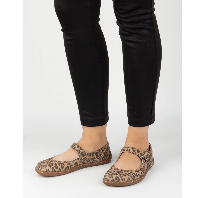 Ballerinas Barefoot Ballerinas Olivier 1286 - Sapatos de couro com fivela para estilizações de pantera todos os dias e elegantes marrom 1