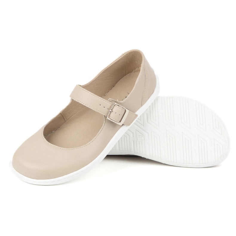 Barefoot Women's Ballerinas Olivier 1286 - Sapatos de couro com fivela para estilizações todos os dias e elegantes bege 1
