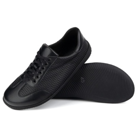 WASAK Sapatos de couro minimalista masculinos de pés descalços 0742wk preto pressionado no fundo preto 2