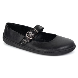 Barefoot Women's Ballerinas Olivier 1770pol Sapatos de couro com fivela preta preto 1