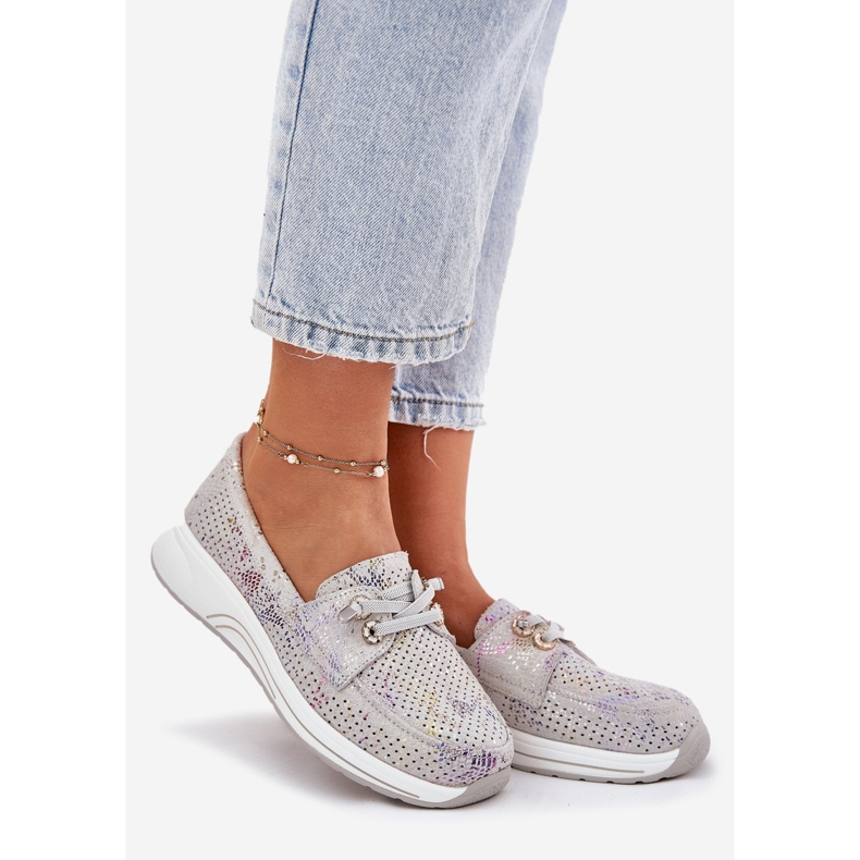 Sapatos de camurça feitos de couro natural no Artiker 56C2104 Grey Platform cinza 1