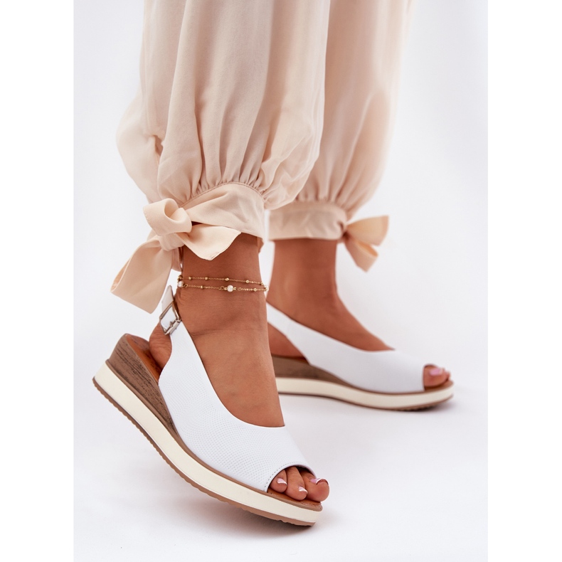 Sandálias de couro no Artiker 56C2317 White Wedge branco 2