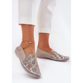 Ballerinas de couro padronizado Maciejka T3512-73 bege 2