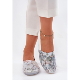 Bailarinas de couro com um padrão Maciejka T1930-38 White branco 2
