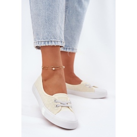 Tênis tênis tênis femininos com bordado Lee Cooper LCW-25-31-3445L bege 2