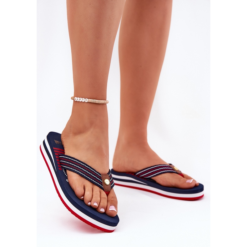 Big Star Flip -flops femininos flip -flops na cunha grande estrela rr274a126 azul marinho 2