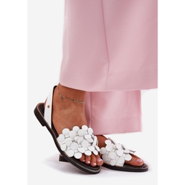 Sandálias de couro com saltos planos zazoo 40425 branco 1