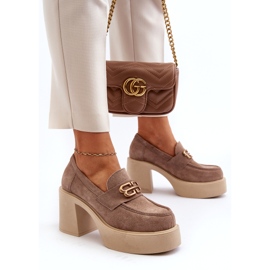 Zazoo 20170 Sapatos de camurça em um post grosso bege 4