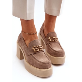 Zazoo 20170 Sapatos de camurça em um post grosso bege 3