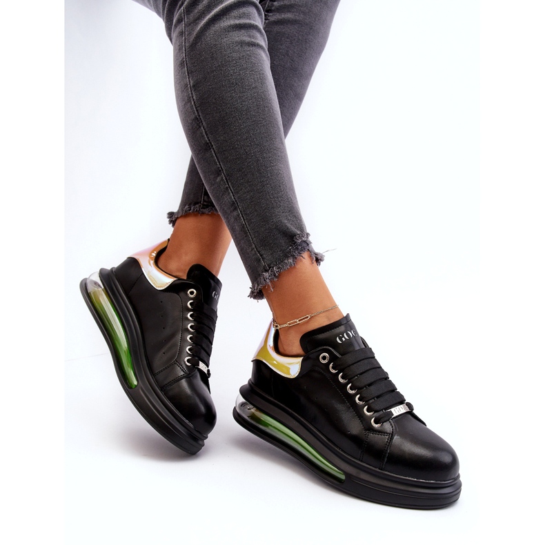 Sneakers Sports feminino de couro Goe nn2n4030 preto 2