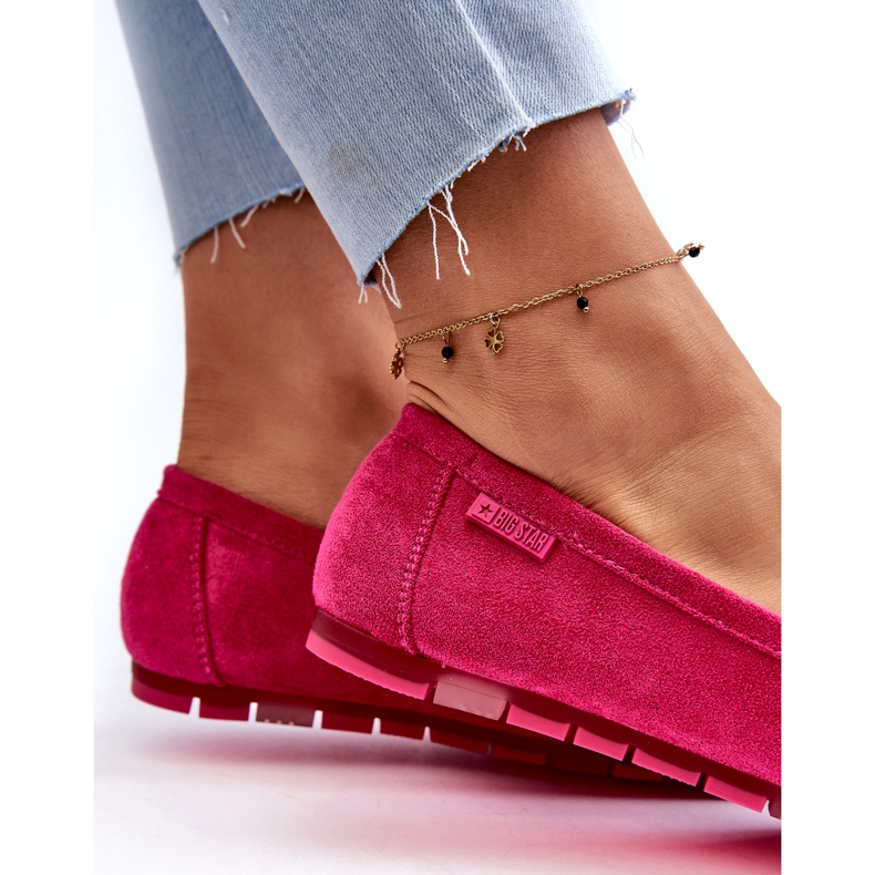 Mocassins femininos de camurça ecológica Big Star NN274934 sistema de espuma viscoelástica fúcsia rosa 1