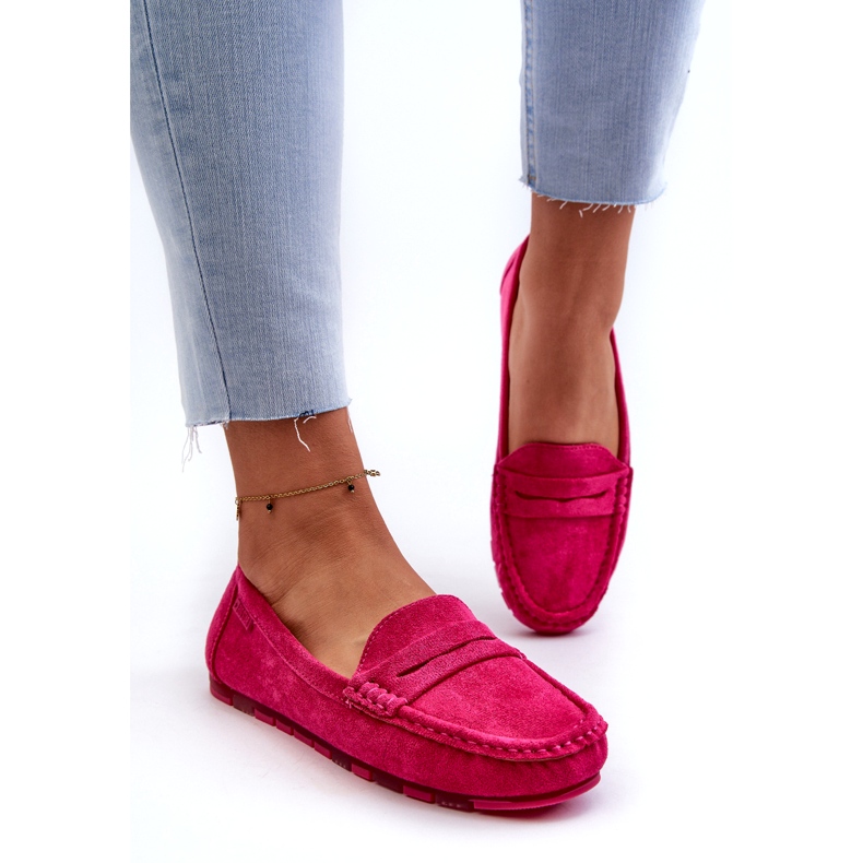 Mocassins femininos de camurça ecológica Big Star NN274934 sistema de espuma viscoelástica fúcsia rosa 2