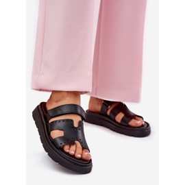 Flipers de couro natural feminino na plataforma Zazoo 40440 preto 1