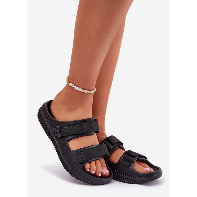 Big Star Chinelos de espuma feminina com grande estrela RR274A527 Velcro preto 1