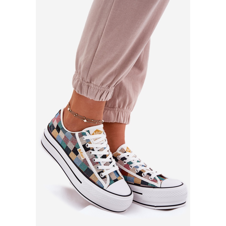 Tênis femininos padronizados no Lee Cooper LCW-25-31-3441L Plataforma multicolorida bege 1