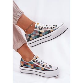 Tênis femininos padronizados no Lee Cooper LCW-25-31-3441L Plataforma multicolorida bege 2