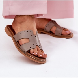 Zazoo 40326 chinelos femininos com recortes decorativos Boon escuro bege 2