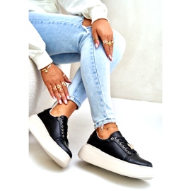 Vinceza Tênis de couro na plataforma com um rosa Vincez 89101 preto 5