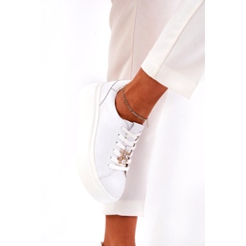 Sapatos de couro feminino na plataforma com Vinceza 39922 White branco 2