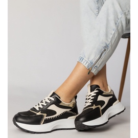 Tênis esportivos negros com uma inserção trançada preto 2