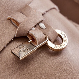 Mocassins de inserção de couro cinza feminino bege 2