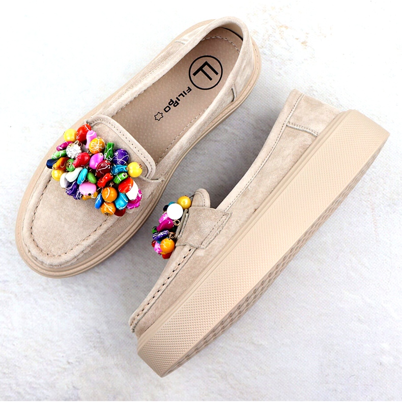 Mocas de couro na plataforma com bege bege filippo dp6765 4 Mocas de couro na plataforma com bege bege filippo dp6765 4