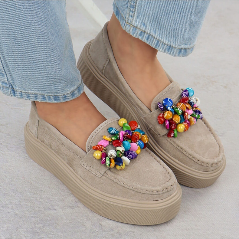 Mocas de couro na plataforma com bege bege filippo dp6765 6 Mocas de couro na plataforma com bege bege filippo dp6765 6