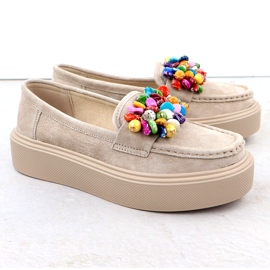 Mocas de couro na plataforma com bege bege filippo dp6765 3 Mocas de couro na plataforma com bege bege filippo dp6765 3