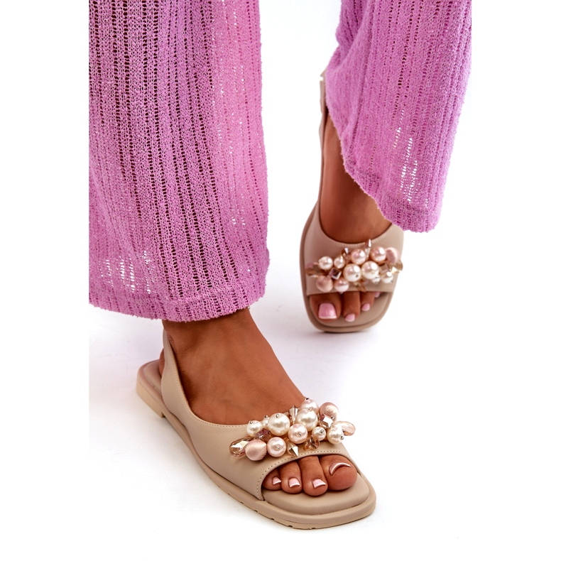 Sandálias Femininas Com Decorações S.Barski KV27-004 Bege 2