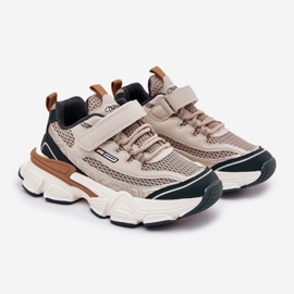 Tênis de sapatos esportivos esportivos para velcro bege 1