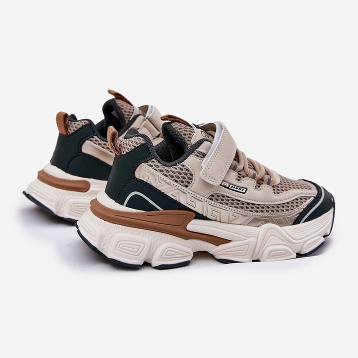 Tênis de sapatos esportivos esportivos para velcro bege 2