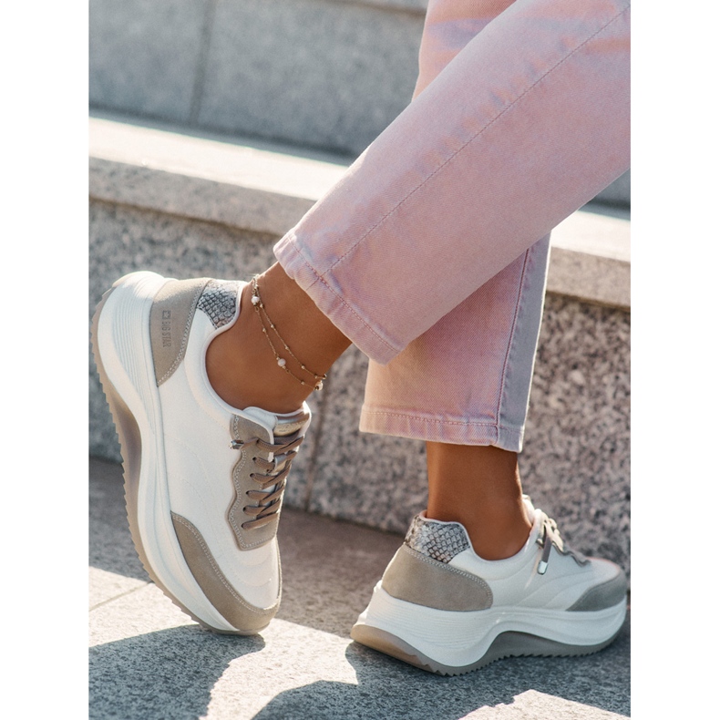 Big Star Tênis de camurça feminina na grande estrela RR274A344 Hi-Polish Beige System bege 1