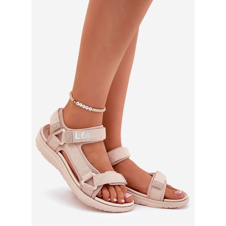 Sandálias materiais femininas para velcro lee cooper LCW-25-34-3560 bege 1