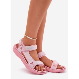 Sandálias materiais femininas para velcro lee cooper lcw-25-34-3561l rosa 1