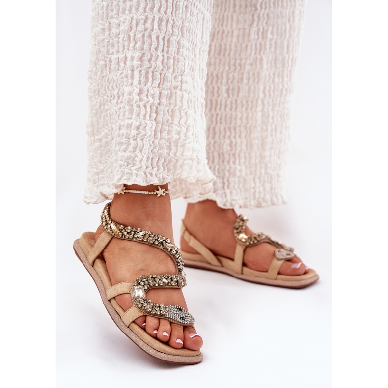 Sandálias femininas com decoração ecológica Artiker 56c1361 bege 2