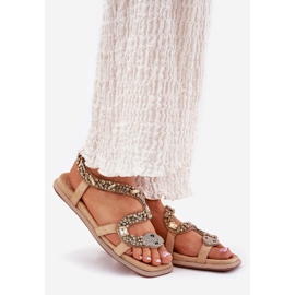 Sandálias femininas com decoração ecológica Artiker 56c1361 bege 1