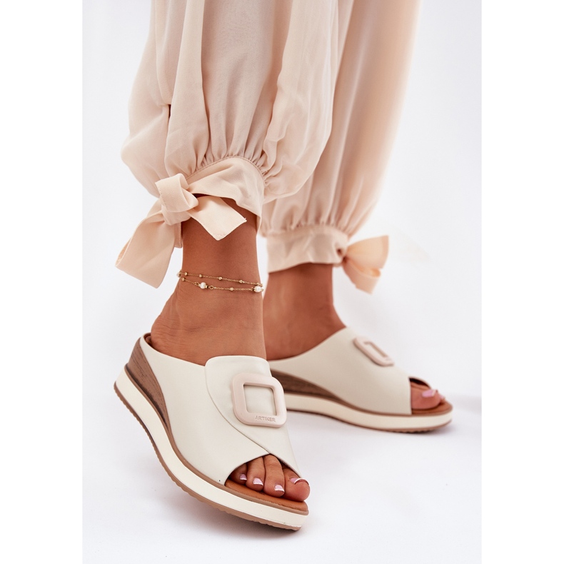 Flip de couro feminino Artiker 56C2145 Light Beige bege 2