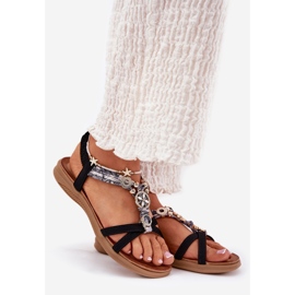Sandálias femininas planas com Artiker 54C1334 Decorações pretas preto 1