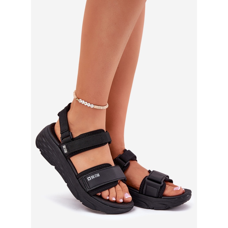Big Star Sandálias esportivas femininas na grande estrela rr274a077 plataforma preta preto 1