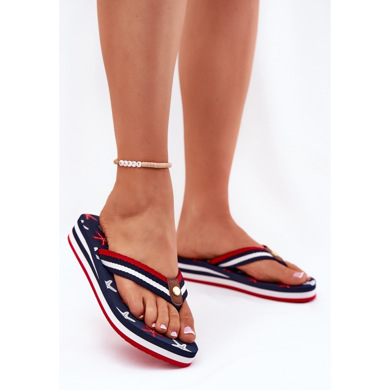 Big Star Flip -flops femininos nas cunhas grandes estrelas rr274a127 azul marinho 2