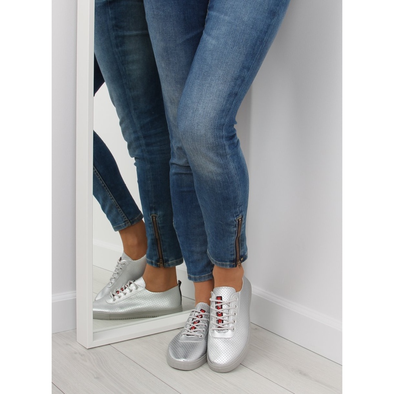 Sapatilhas de mulher em prata suave NB190P Silver cinza 2