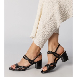 Sandálias de salto alto femininas negras preto 2