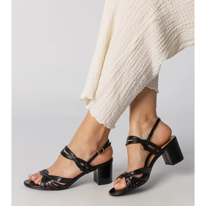 Sandálias de salto alto femininas negras preto 2