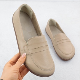 Mocassins de couro feminino Ekri Helios 433 bege 1