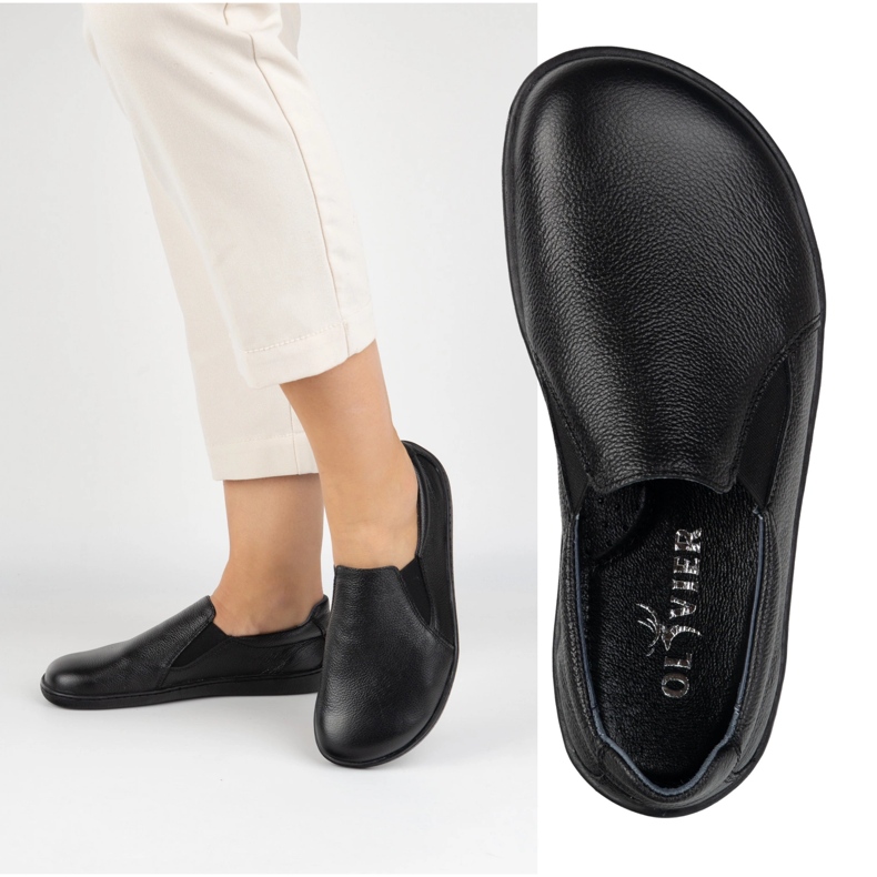 Olivier Minimalista feminina Mulheres descalças deslizando 1308 polegadas pretas preto 1