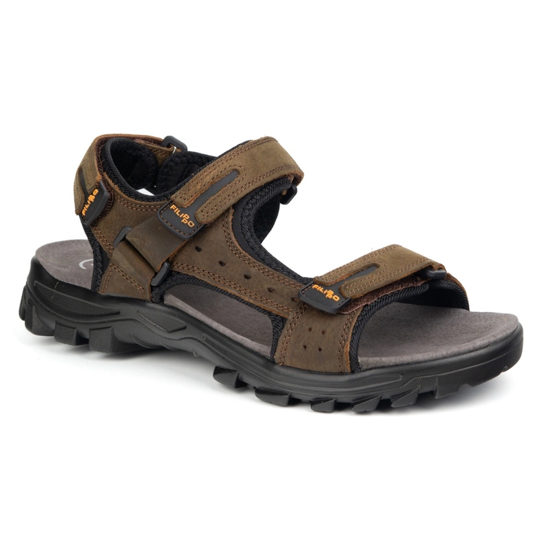 Filippo Sandálias de couro masculinas MS7038 Brown castanho 2
