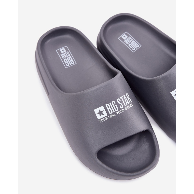 Big Star Chinelos de espuma masculina com a grande estrela rr174a013 logotipo cinza 2