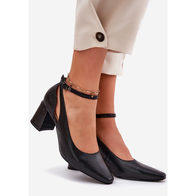 Bombas de couro no post maciejka k6816-01 preto 1