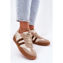 Tênis femininos com Eco Suede Bege 2 Tênis femininos com Eco Suede Bege 2